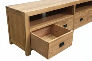 MF Solid Oak Timber 4 Drawer Entertainment Unit thumbnail 7