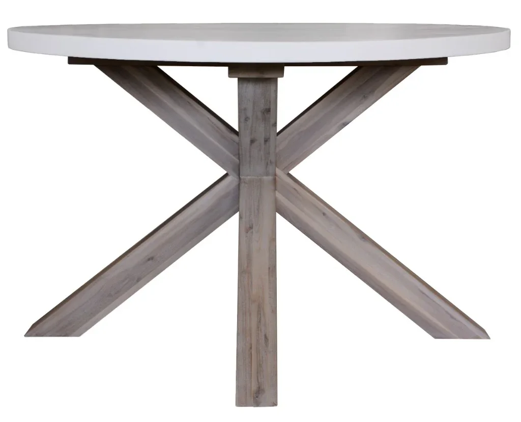 VI LIberty Concrete Top Timber Base Round Dining Table
