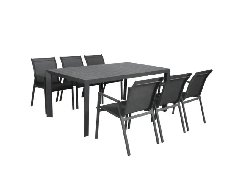 VI Icaria 7pc Dining Table and Chairs Kit-Charcoal and White