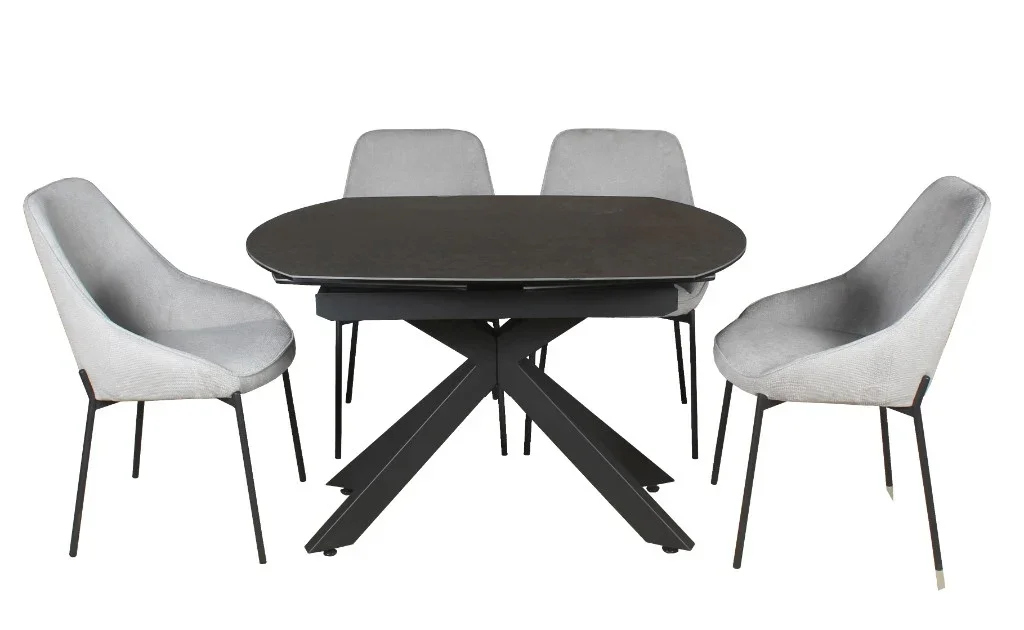 VI Kross Metal Leg Ceramic Top Extandable Dining Table