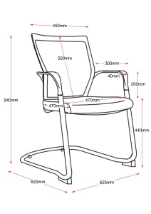 RL WMCC Chrome Sled Base Mesh Back Visitor Armchair thumbnail 5