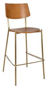 EZ Texas Brass Leg Barstool with Light Oak Veneer Back thumbnail 1