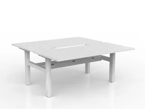 OL Agile Fixed Height 2 User Shared Desk – White Top with White Frame thumbnail 5