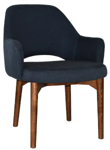 EZ Albury Walnut Stained Timber Frame Upholstered Hospitality Dining Armchair - XL thumbnail 16