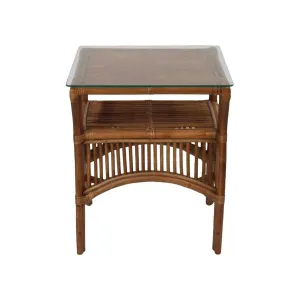 CR Atrium Rattan Side Table with Glass Top thumbnail 1