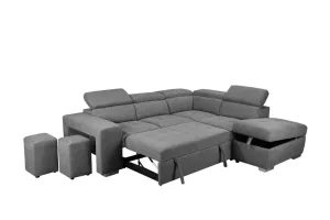 VI Ivanhoe 2 Seater Sofabed 2 x Ottomans with RHF Chaise - Storm thumbnail 3