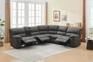 VI Jersey Fabric Upholstered 5 Seater Corner Modular Recliner Lounge thumbnail 12
