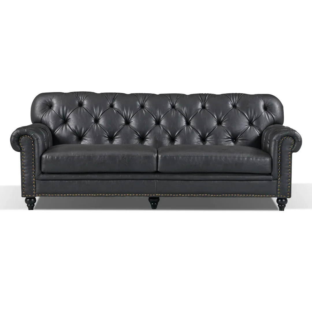 BT Barclay Chesterfield PU Leather Upholstered 3 Seater Sofa