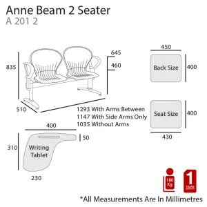 MA Anne Polypropylene Seat and Back Metal Frame Beam Seating thumbnail 8