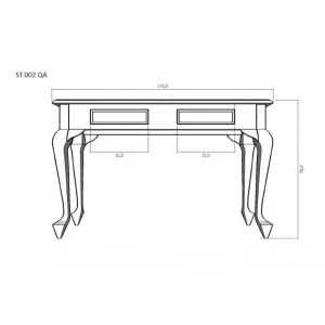 CT Queen Anne Solid Timber 2 Drawer Sofa Table thumbnail 4