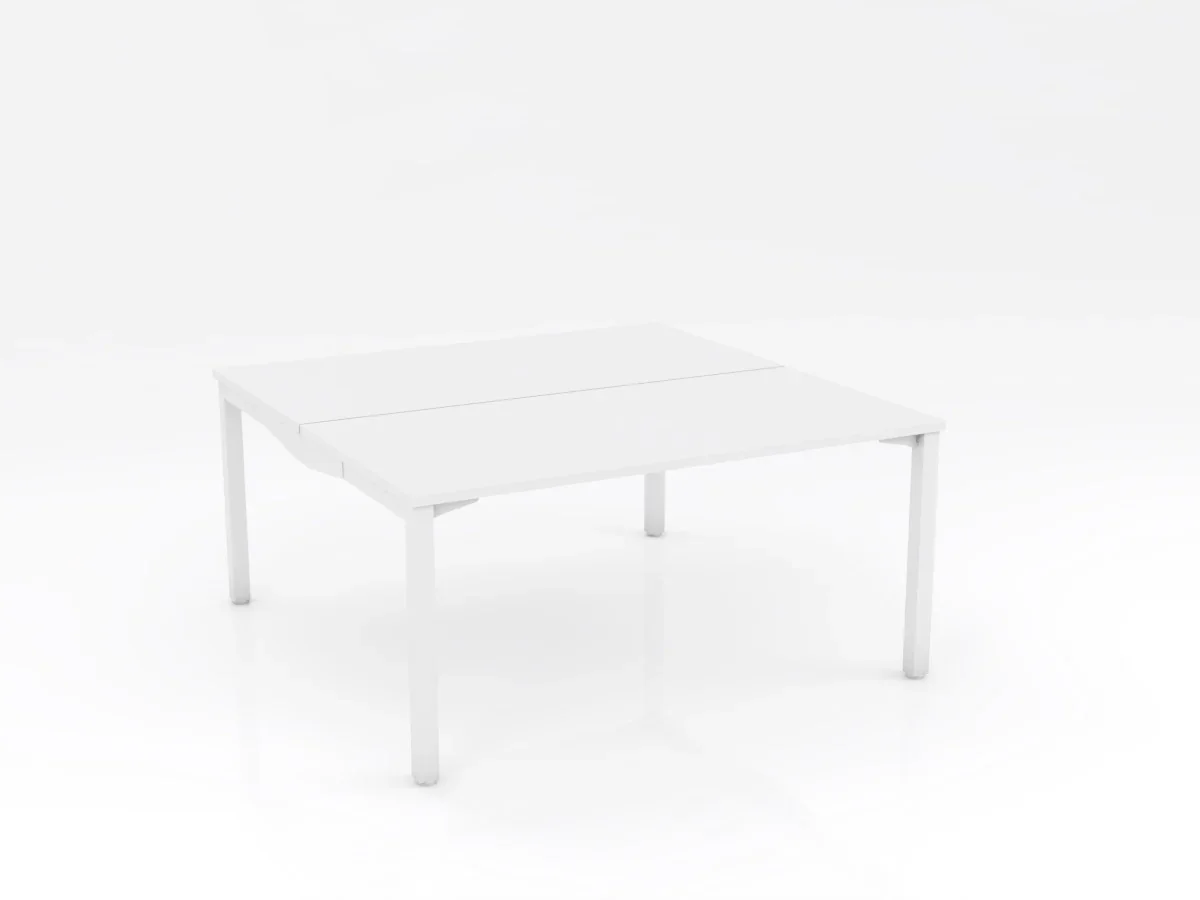 OL Axis Stretch Double Sided 2 User Desk – White Top with White Frame