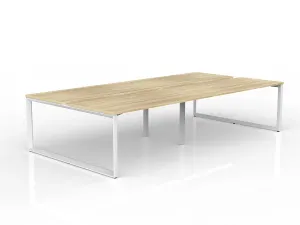 OL Anvil 4-User Double Sided Workspace – Oak Top with White Frame thumbnail 1