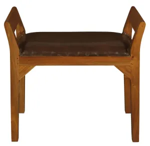 CT Boston Solid Timber Bench with Genuine Leather Seat thumbnail 1