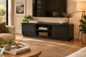 MD Canva Solid Timber 2 Door 2 Niche TV Unit thumbnail 2