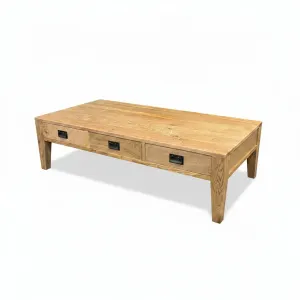MF Solid Oak Timber 3 Drawer 2 way Coffee Table thumbnail 1