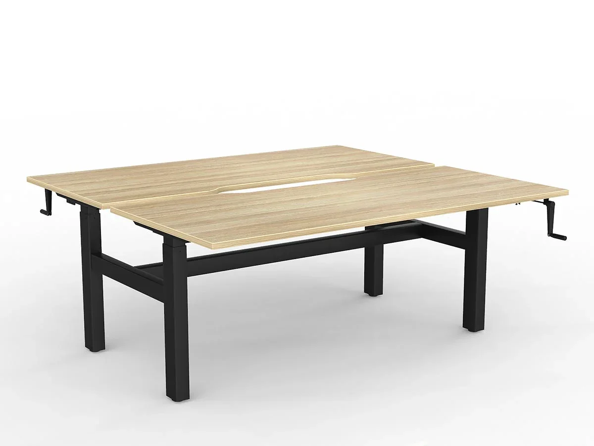 OL Agile Winder Height Adjustable Shared Desk – Oak Top with Black Frame