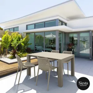 FL 5 Piece Vegas Hospitality Outdoor Extendable Dining Table with Air Chair thumbnail 5
