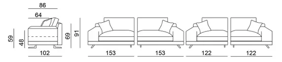 EL Jass Fabric Sofa 3 + 2 Seater