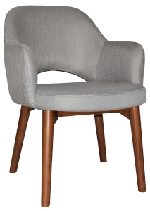 EZ Albury Solid Timber Walnut Stained Upholstered Hospitality Dining Armchair thumbnail 20