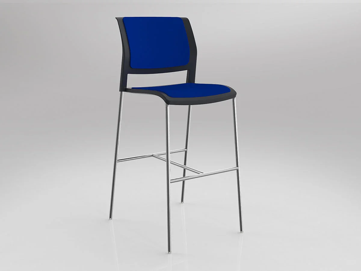 OL Game Fabric Upholstered Chrome Leg Barstool