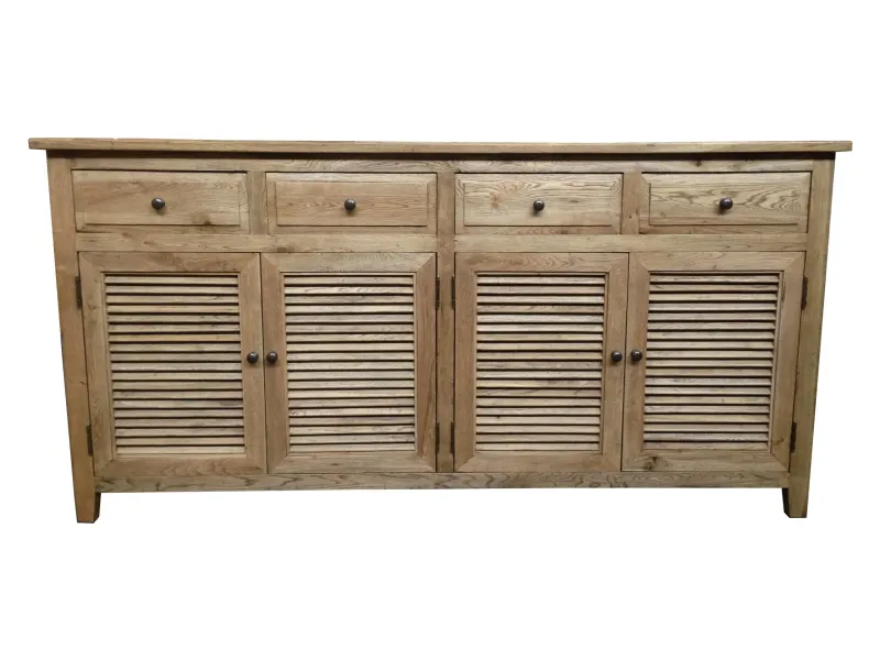 MF Oakwood Louvre Solid Timber 4 Drawer & 4 Door Sideboard