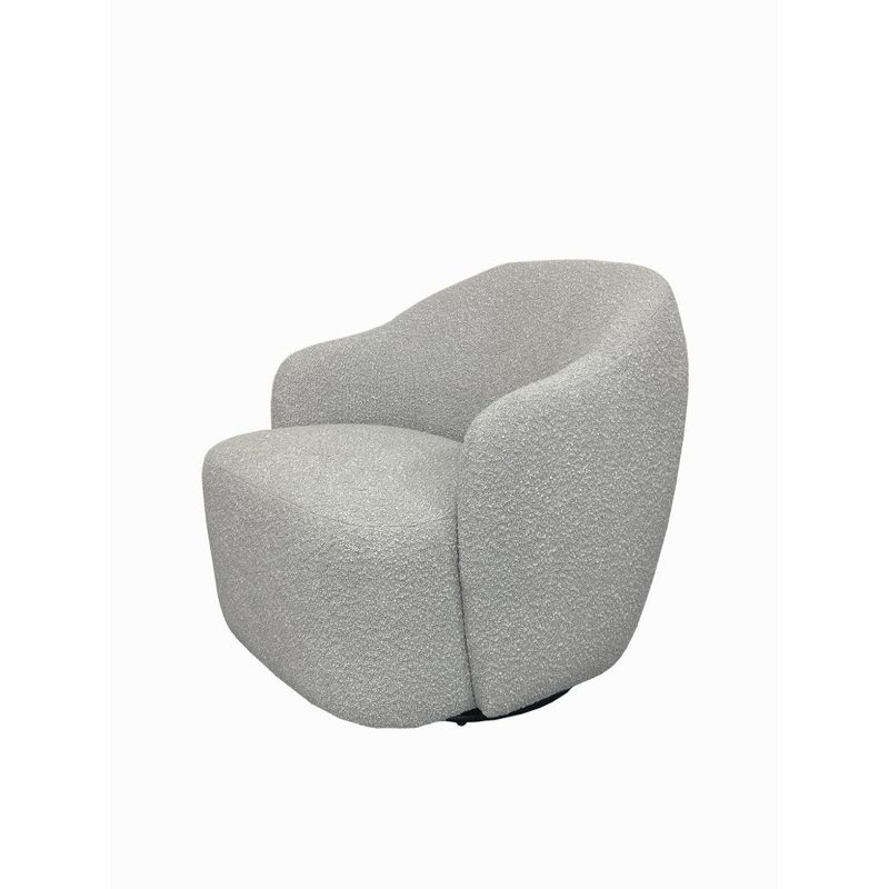 VI Ibiza Fabric Upholstered Swivel Armchair - White & Grey