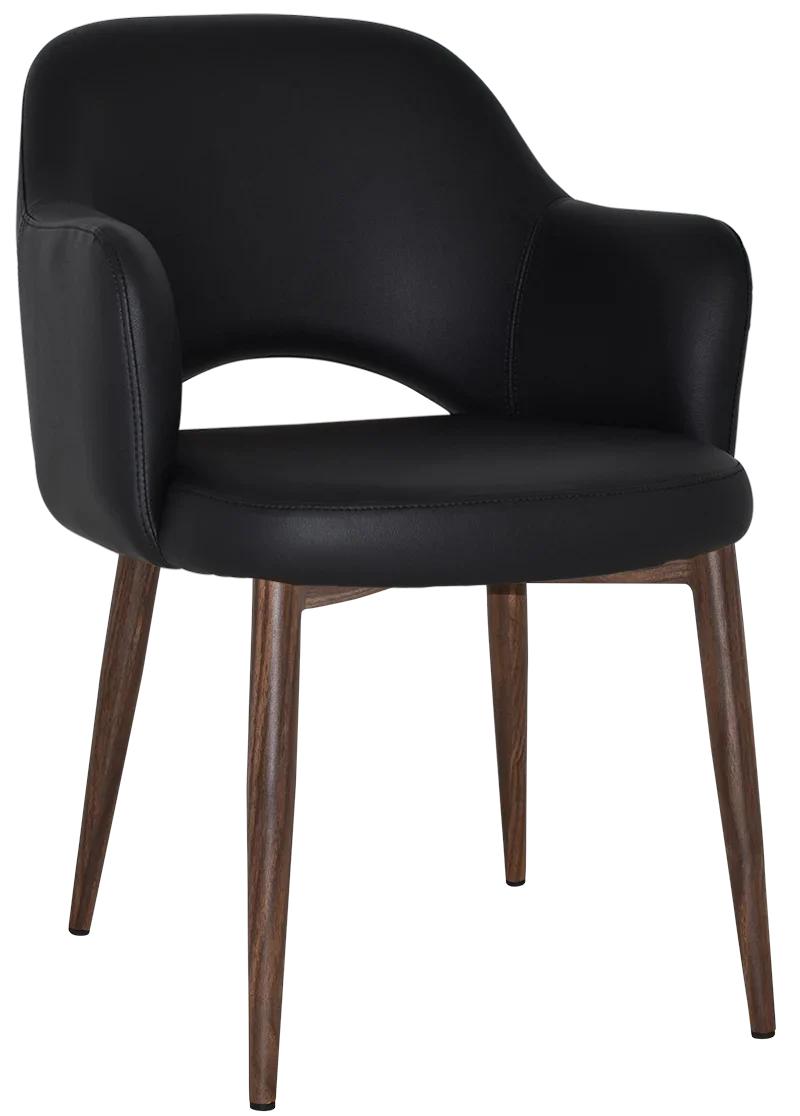 EZ Albury Walnut Colour Metal Leg Upholstered Hospitality Dining Armchair