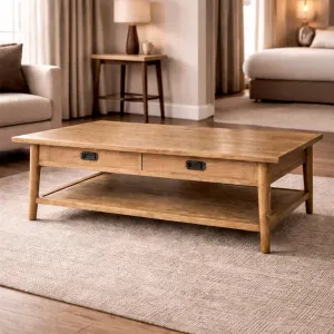 MF Tiffany Solid Timber 2 Drawer Coffee Table thumbnail 3