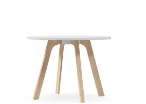 DD Toro Woodgrain Look Metal Base Round Meeting Table thumbnail 1