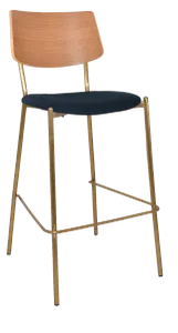EZ Texas Brass Leg Barstool with Natural Veneer Back thumbnail 5