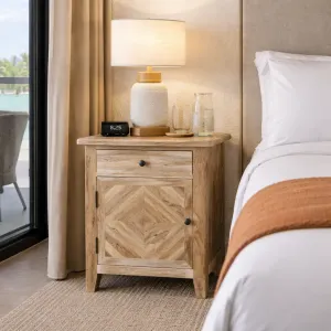 MF Queens Solid Timber 1 Drawer 1 Door Bedside Table thumbnail 2