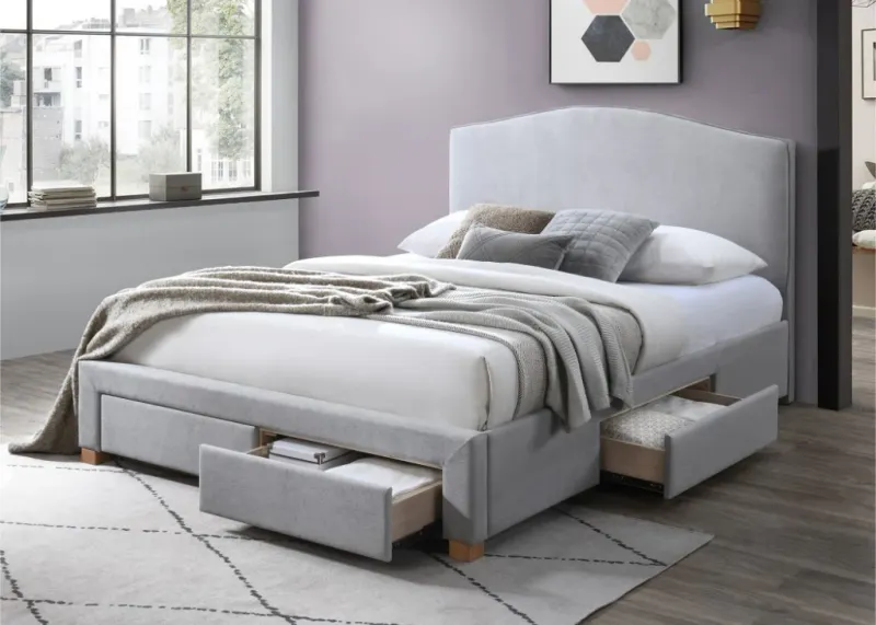 VI Flack Fabric Uphostered 4 Drawer Storage Bed