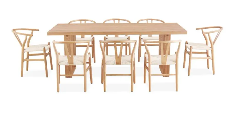 VI Airlie 240cm Rec Dining Table with 8 Dining Chairs Kit