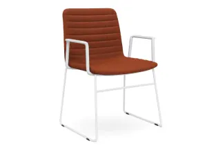 DD Nikola White Sled base Fabric Upholstered Chair with Arm Rest thumbnail 5