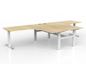 OL Agile 90° Shared Workstation – Oak Top With White Base thumbnail 2