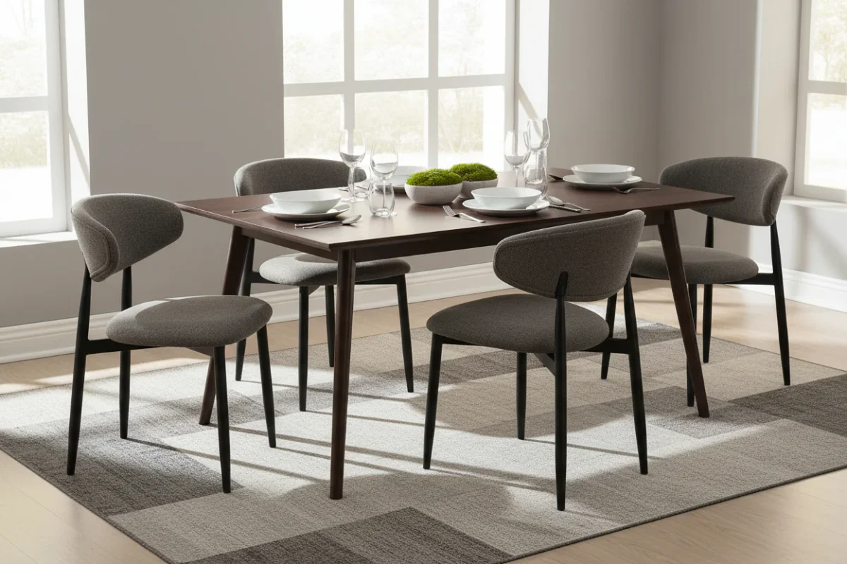 VI Louis Fabric Upholstered Metal Leg Dining Chair