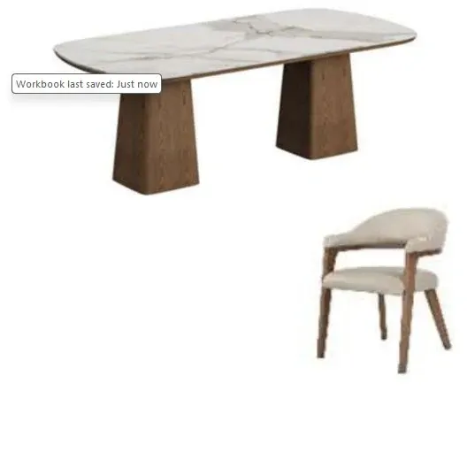 BT Soraya 7pce 2.0m Dining Table with 6 Monetti Chair Kit