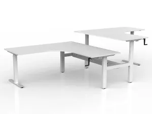 OL Agile Winder Height Adjusting 90° Shared Workstation - Oak Top White Frame thumbnail 4