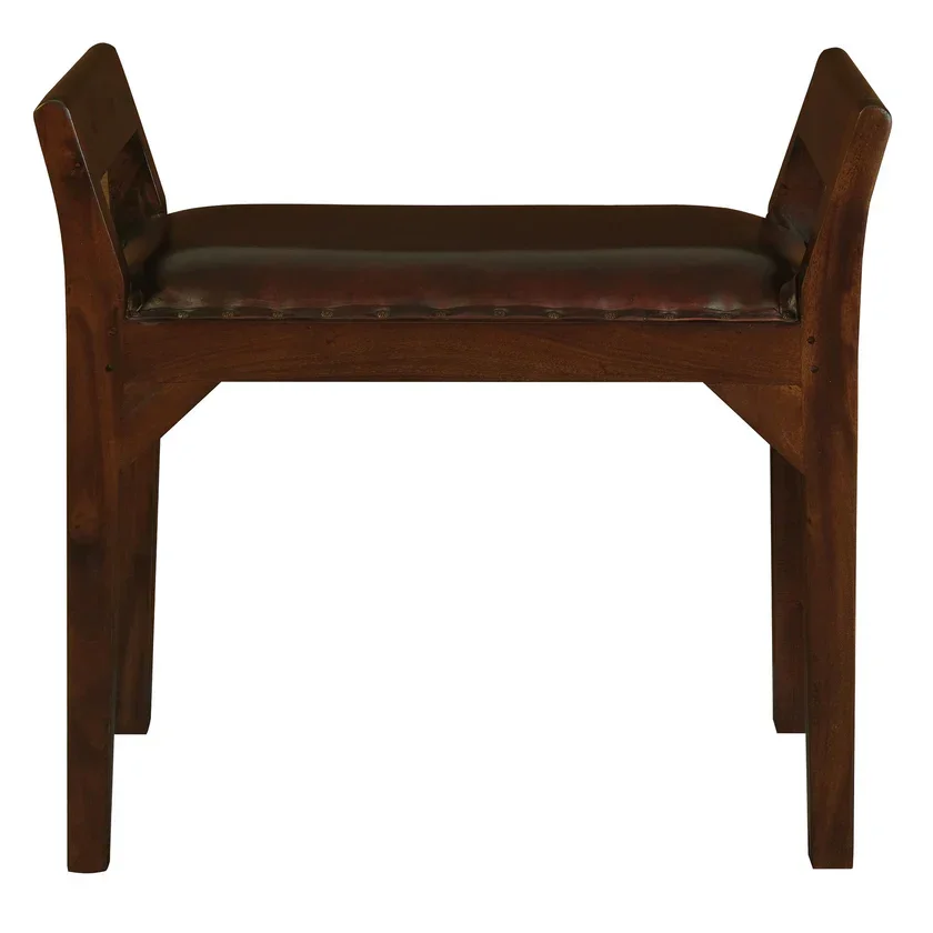 CT Boston Solid Timber Bench with Genuine Leather Seat