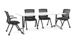 OL Modulus Twin Post Chrome Collar Leg Boardroom Table thumbnail 2