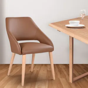 VI Rico Genuine Leather Upholstered Timber Leg Dining Chair thumbnail 4