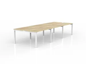 OL Axis 6-User Double Sided Workspace – Oak Top with White Frame thumbnail 6