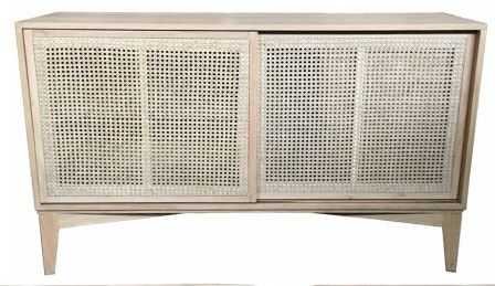 MF Bahamas Solid Oak Timber Rattan Sliding Door Buffet