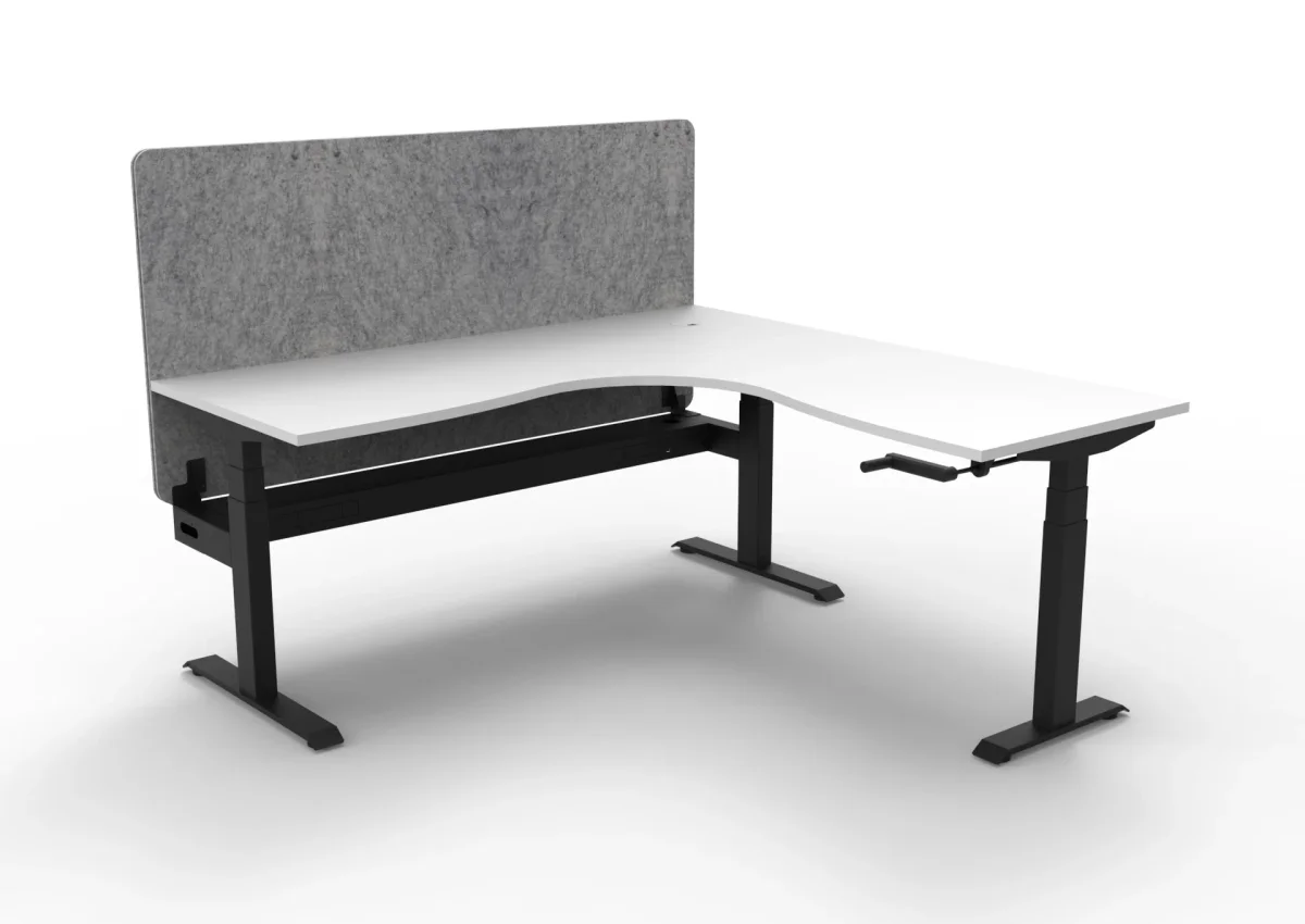 RL Boost Crank Height Adjustable Corner Workstation with Grey Pinnable Eco Panel Screen thumbnail 6