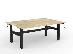 OL Agile Winder Height Adjustable Shared Desk – Oak Top with Black Frame thumbnail 7