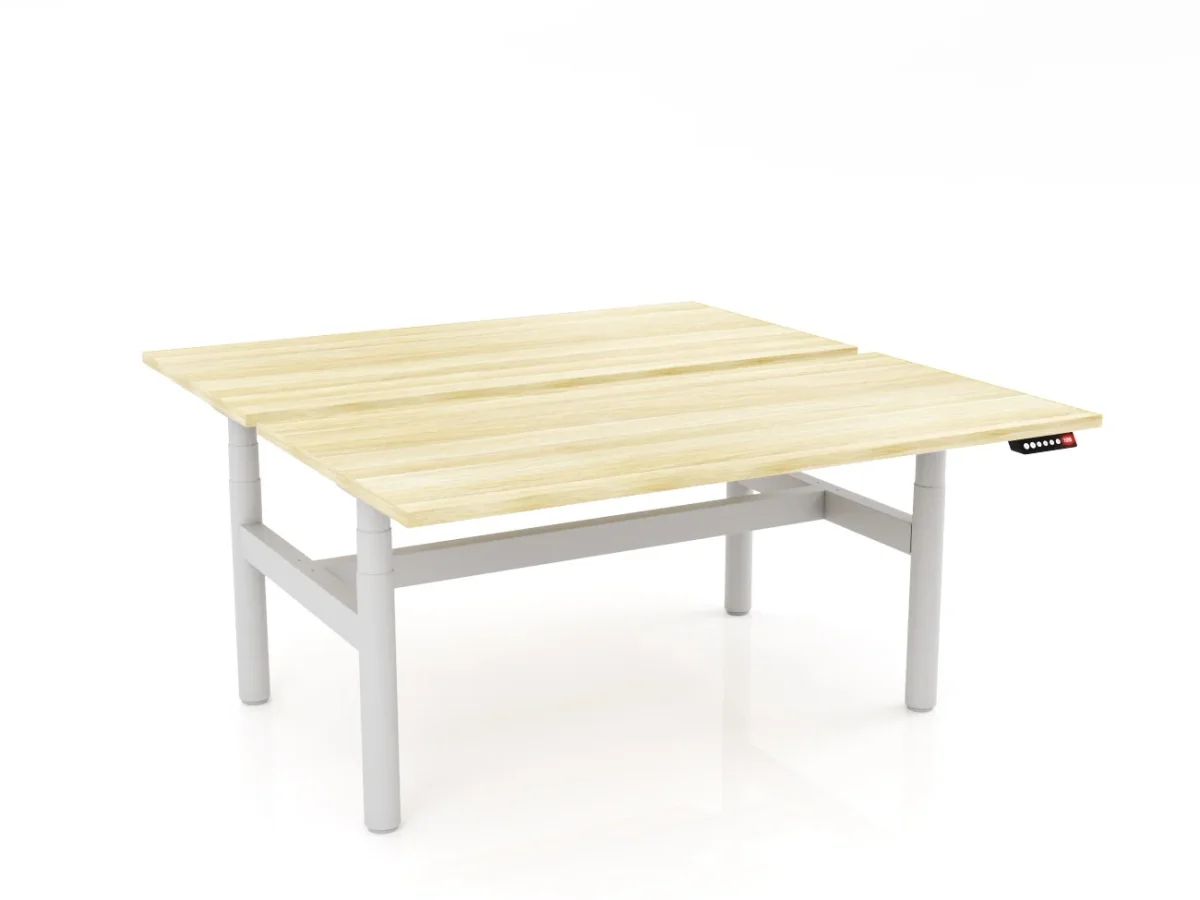 OL AgileMotion+ Electric Height Adjustable Round Leg 2 User Desk - White Frame