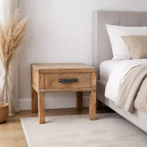MF Recycled Elm Timber 1 Drawer Lamp Table thumbnail 2