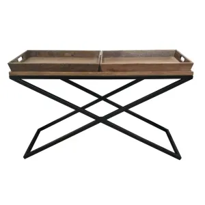 VI Crisscross Solid Timber Metal Legs Console Table thumbnail 1