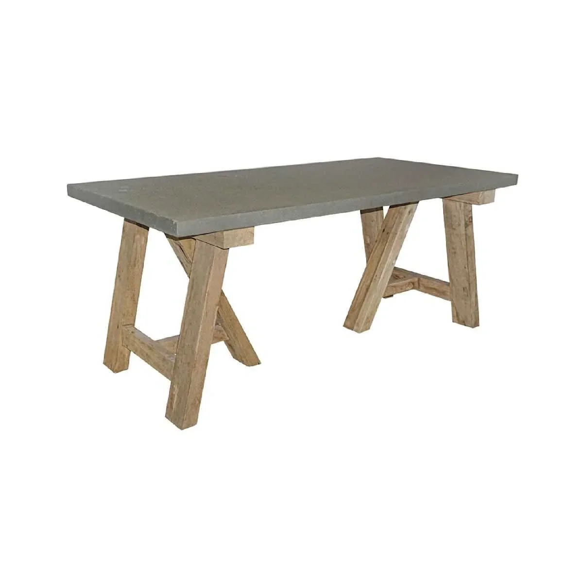CR Balian Concrete Top Timber Frame Dining Table