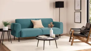 HE Stanly Fabric Upholstered Metal Leg 3 Seater Sofa thumbnail 6